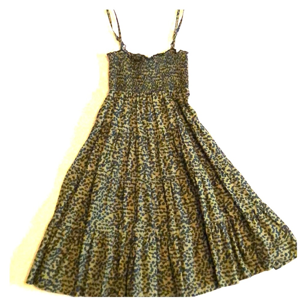 Casual olive green animal print dress.